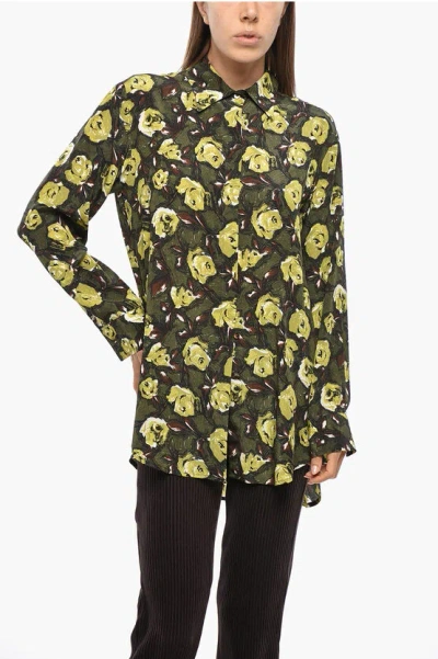P.a.r.o.s.h Silk Solex Shirt With Floral Motif In Multi
