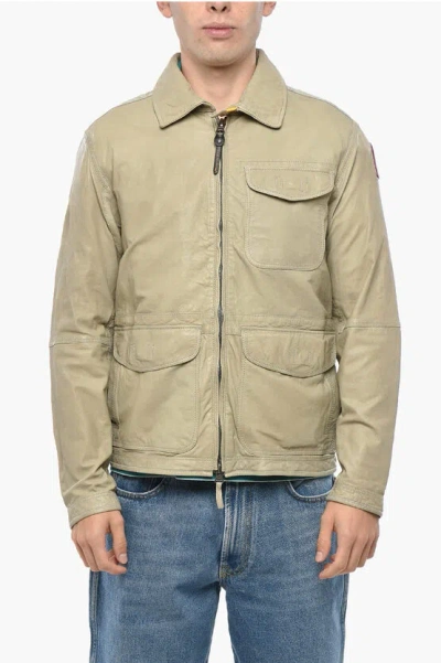 Parajumpers Leather Truman Jacket With Breast Pocket In Neutral