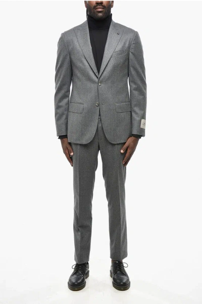 Corneliani Cc Collection Virgin Wool Suit With Notch Lapel In Gray