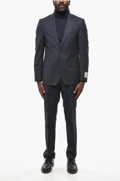 Corneliani Cc Collection Slim Fit Virgin Wool Suit With Notch Lapel In Blue