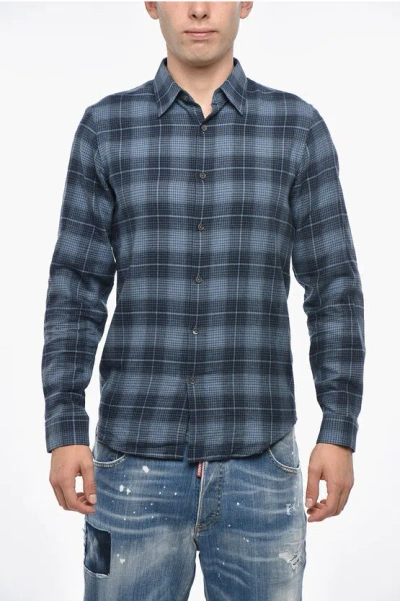 Theory Checked Cotton Flannel Irving Shirt In Black