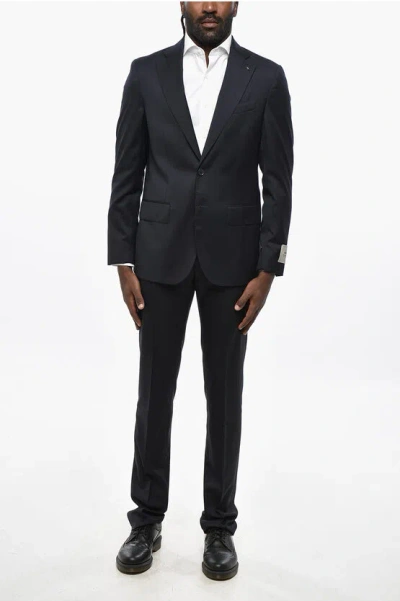 Corneliani Mid Waist Virgin Wool Pants With Scalloped Hem In Black