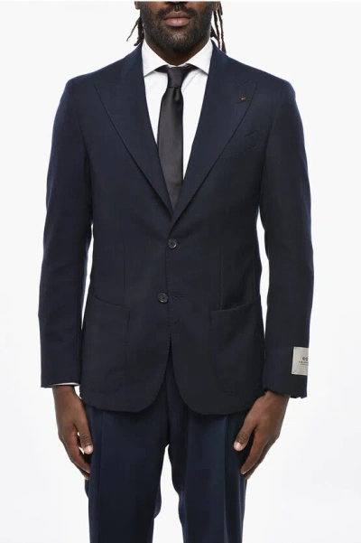Corneliani Cc Collection Half-lined Blazer With Peak Lapel In Blue