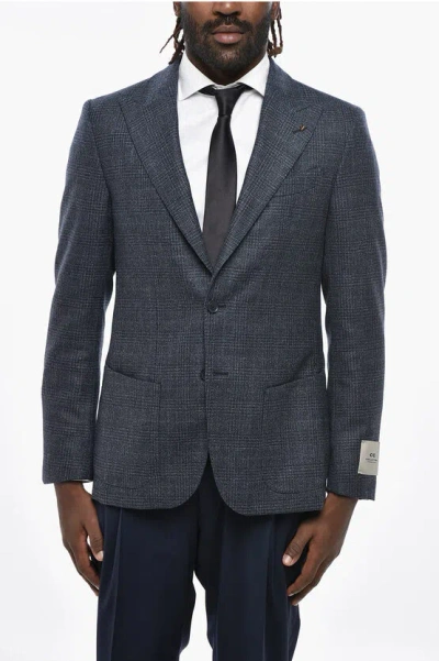 Corneliani Cc Collection Half-lined District Check Wool Blazer In Gray