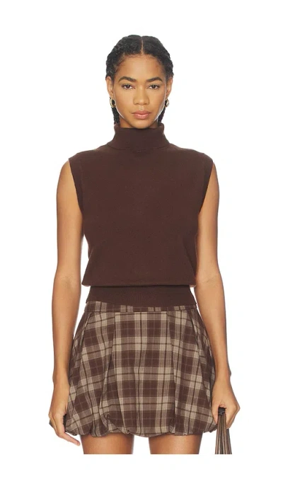 Astr The Label Avah Turtleneck Wool Blend Sweater Vest In Brown