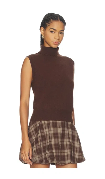 Astr The Label Avah Turtleneck Wool Blend Sweater Vest In Brown