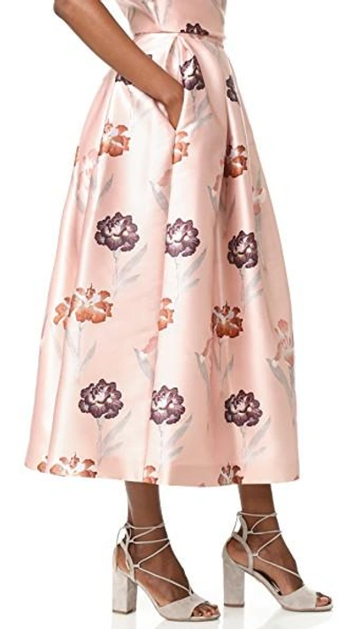 Shop Rochas Floral Skirt In Light Beige