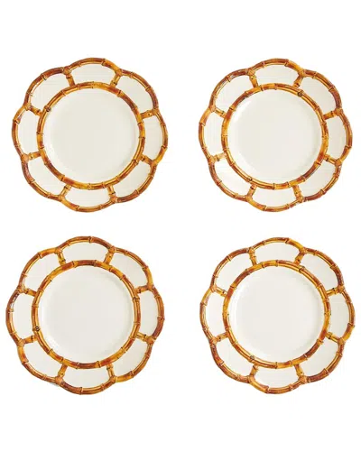 Two's Company Set Of 4 Bamboo Touch Dinner Plates In Brown