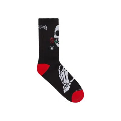 Pre-owned Godspeed Skull & Roses Sock 'black/red' | Men's Size Onesize