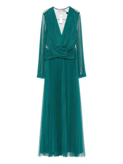 Twinset Long Sleeve Woven Dress In Green
