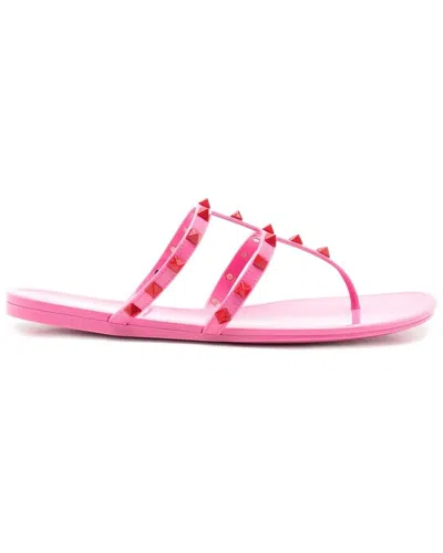 Valentino Rockstud Leather Sandal In Pink