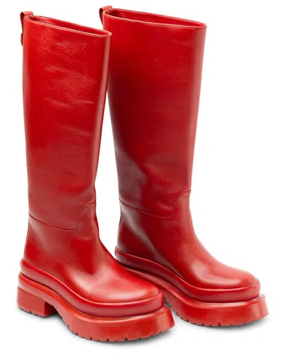 Valentino Leather Boot In Red