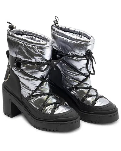 Valentino Leather Bootie In Silver