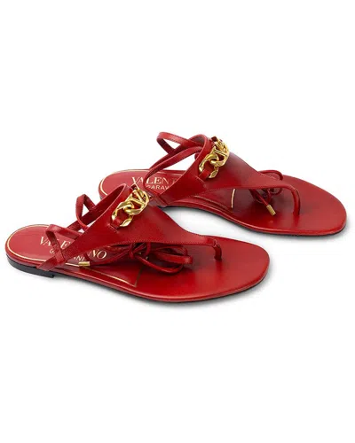 Valentino Leather Thong Sandal In Red