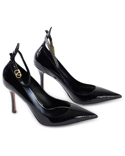 Valentino Ankle Strap Leather Pump In Silver