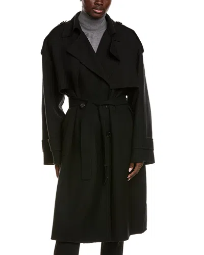 Michael Kors Collection Wool-blend Trench Coat In Black