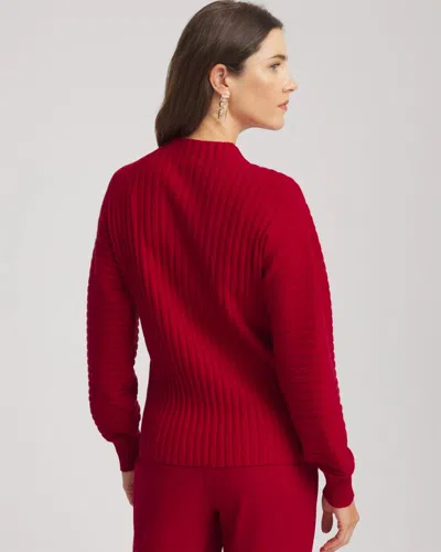 Chico's Metallic Ribbed Pullover In Carmine Red In Red
