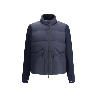 Moncler Grenoble Quilted Zip Up Cardigan In Navy Blu In Blue