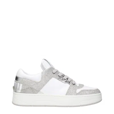 Jimmy Choo White Leather Low Tops In Multi
