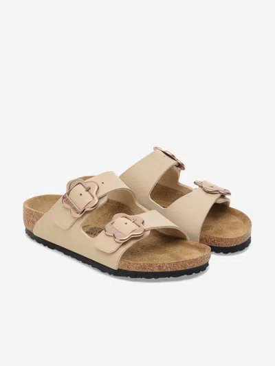 Birkenstock Girls Arizona Flower Buckle Sandals In Neutral