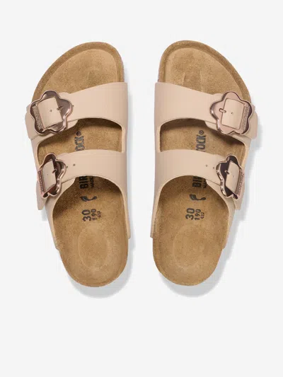 Birkenstock Girls Arizona Flower Buckle Sandals In Neutral