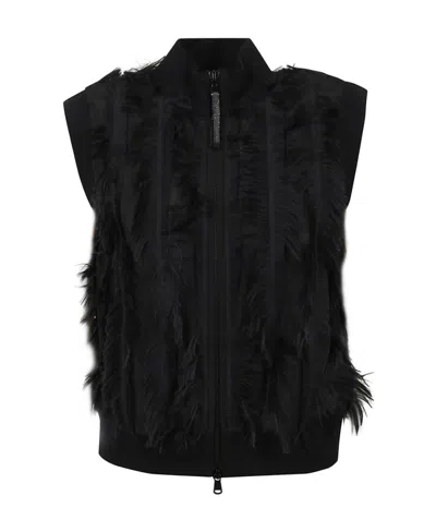 Brunello Cucinelli Fringed-effect Gilet In Black
