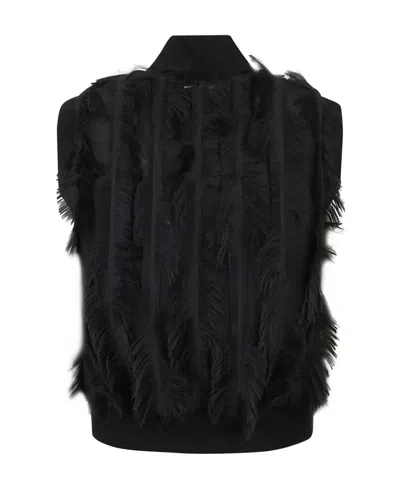 Brunello Cucinelli Fringed-effect Gilet In Black