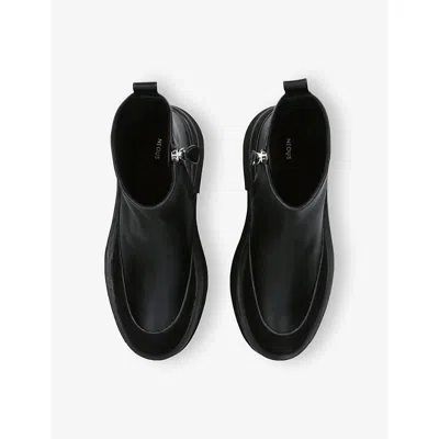 Neous Womens Black Buna Leather And Suede Ankle Boots Eur 36 / 3 Uk In Black