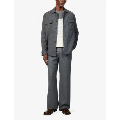 Eleventy Mens Grigio Bianco Patterned Knitted Cashmere-silk Blend Jumper In White