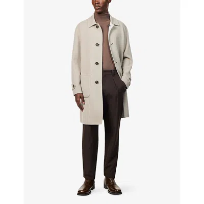 Eleventy Mens Clay And Grey Reversible Long-sleeve Wool Overcoat In Neutral