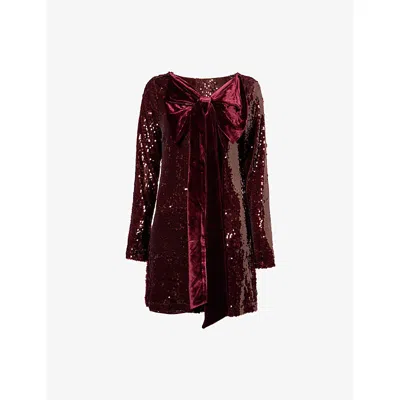 Pretty Lavish Womens Wine Brioni Sequin Stretch-woven Mini Dress In Burgundy