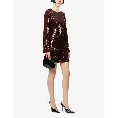 Pretty Lavish Womens Wine Brioni Sequin Stretch-woven Mini Dress In Burgundy