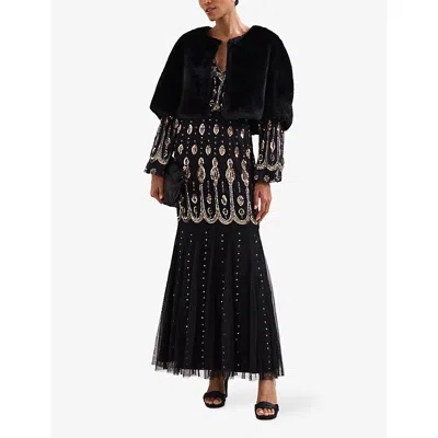 Phase Eight Womens Black Sasha Sequin-embellished Woven Maxi Dress In Black
