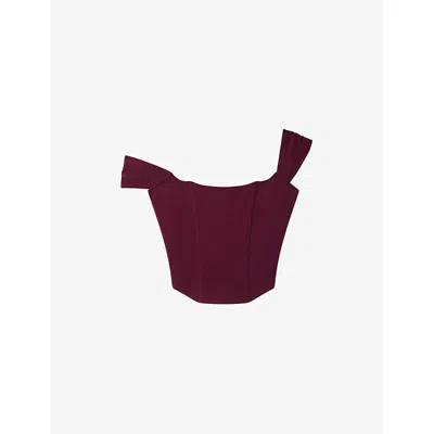 Good American Womens Fig007  X Dolly's Joleans By Dolly Parton Off-the-shoulder Super-stretch Corset  In Purple