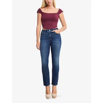 Good American Womens Fig007  X Dolly's Joleans By Dolly Parton Off-the-shoulder Super-stretch Corset  In Purple