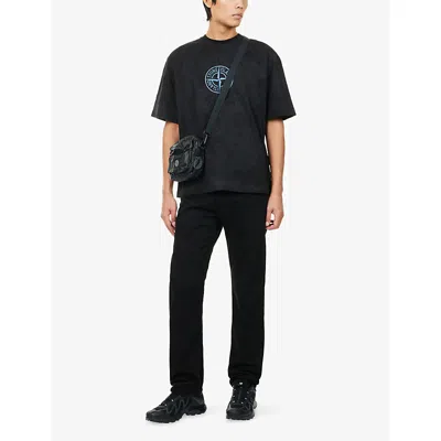 Stone Island Five-pocket Trousers With Belt Loops And Contrast Stitching In Black