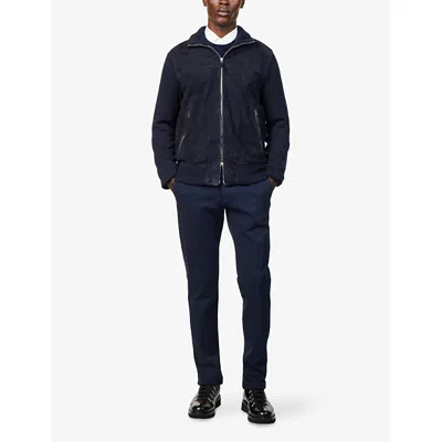 Eleventy Mens Dark Blue Straight-leg Tapered Cotton Blend Trousers In Blue