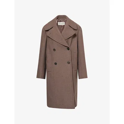 Dries Van Noten Oversized Double-breasted Coat Coats Beige In Brown