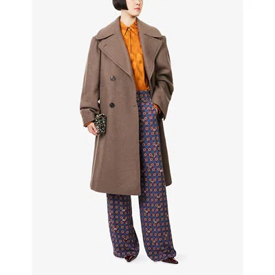 Dries Van Noten Oversized Double-breasted Coat Coats Beige In Brown