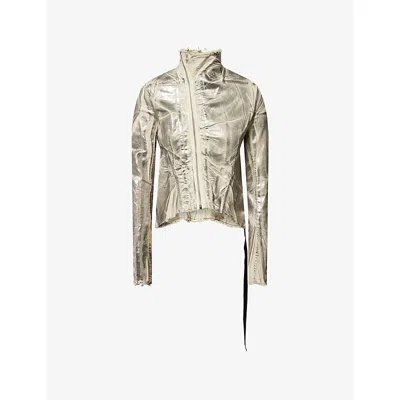 Rick Owens Drkshdw Womens Palladium Naska Gary Metallic Cotton-blend Jacket In Silver