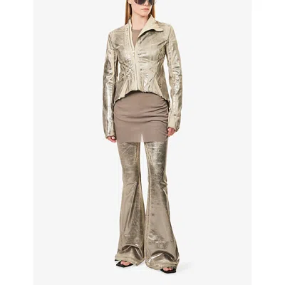 Rick Owens Drkshdw Womens Palladium Naska Gary Metallic Cotton-blend Jacket In Silver