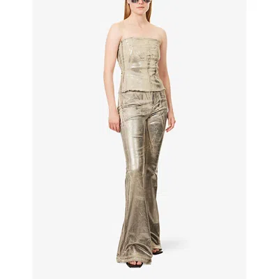 Rick Owens Drkshdw Womens Palladium Bustier Metallic Cotton-twill Top Xs In Neutral