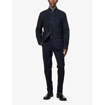 Eleventy Mens Blue Flat-front Tapered-leg Cotton Blend Chino Trousers In Blue