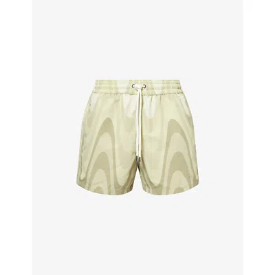 Frescobol Carioca Mens Willow Green Rio Copa Grain Swim Shorts In Green
