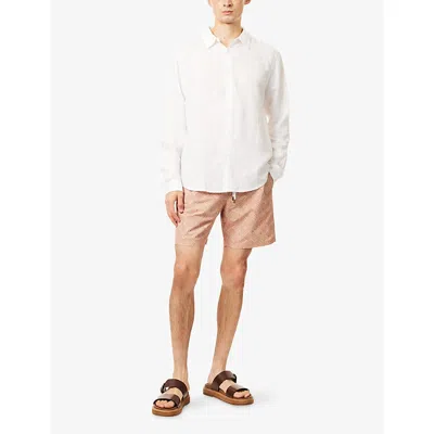 Frescobol Carioca Mens Copper Santos Angra Madeira Print Swim Shorts In Neutral