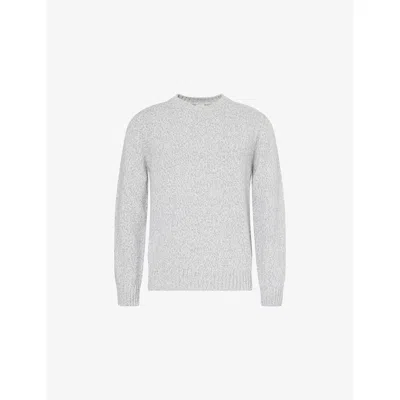 Eleventy Mens Denim Crewneck Long-sleeve Wool Knitted Jumper In Gray