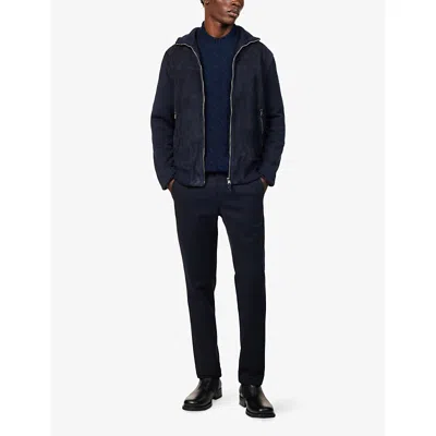 Eleventy Mens Blue Cable-knitted Long-sleeve Wool-cashmere Blend Jumper In Blue