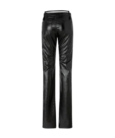 Pinko Rocio Trousers With Shiny Finish And Belt Loops In Black