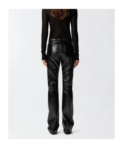 Pinko Rocio Trousers With Shiny Finish And Belt Loops In Black