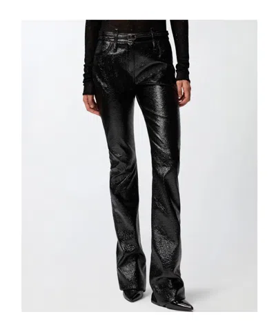 Pinko Rocio Trousers With Shiny Finish And Belt Loops In Black